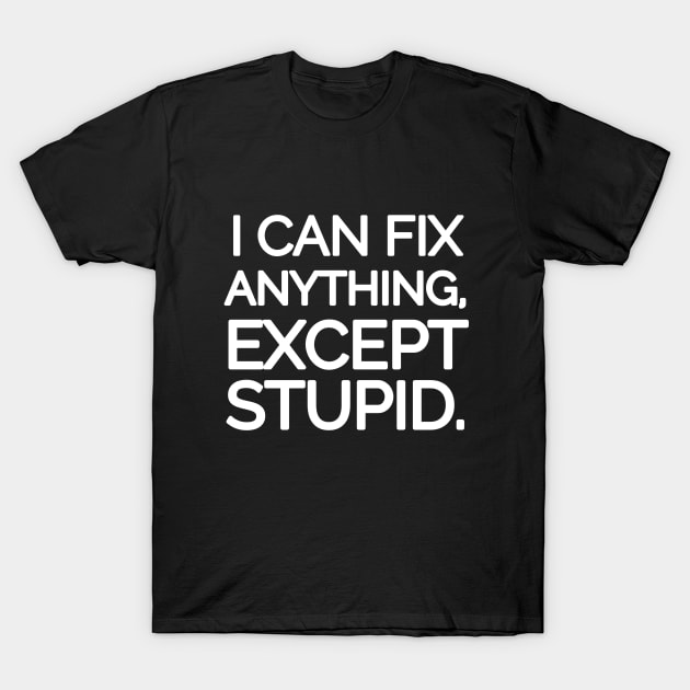 I can fix anything, except stupid. T-Shirt by mksjr